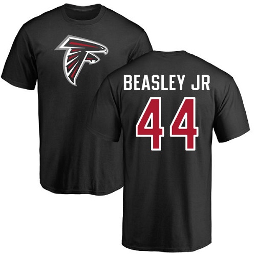 Atlanta Falcons Men Black Vic Beasley Name And Number Logo NFL Football #44 T Shirt